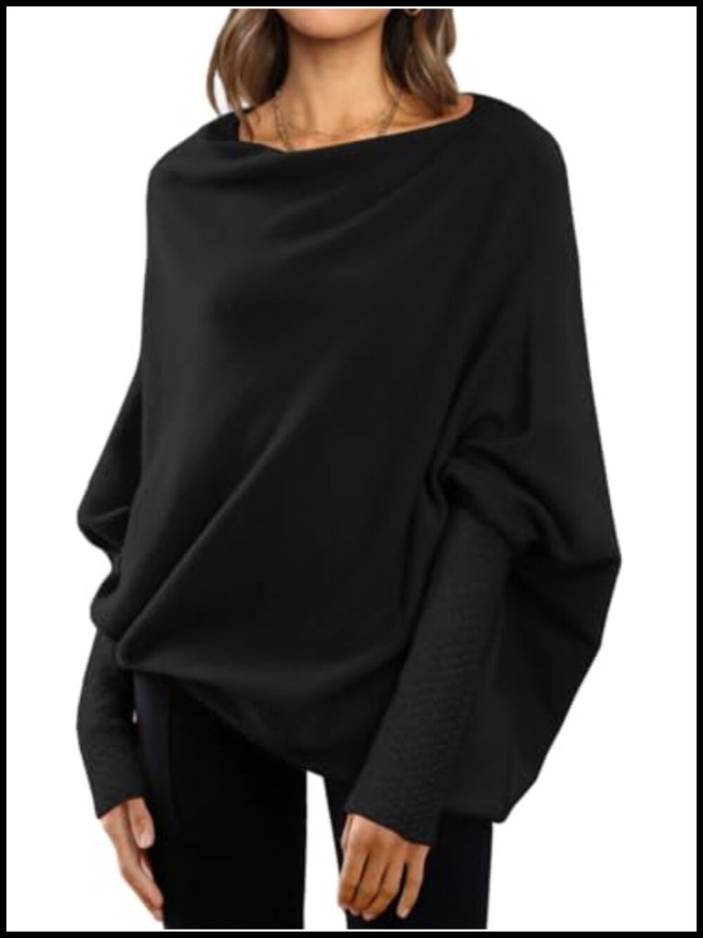 Oversized Batwing Sweater Asymmetrical Tunic Top